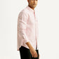 Men's Striped Light Pink Slim Fit Oxford Shirt - Side View