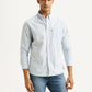Men's Striped Light Blue Slim Fit Oxford Shirt - Styleshot View