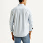 Men's Striped Light Blue Slim Fit Oxford Shirt - Back View