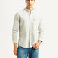 Men's Striped Light Grey Slim Fit Oxford Shirt - Styleshot View