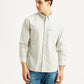 Men's Striped Light Grey Slim Fit Oxford Shirt - Front View