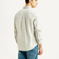 Men's Striped Light Grey Slim Fit Oxford Shirt - Back View