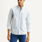Men's Striped Light Blue Slim Fit Oxford Shirt - Styleshot View