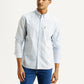 Men's Striped Light Blue Slim Fit Oxford Shirt - Front View
