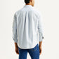 Men's Striped Light Blue Slim Fit Oxford Shirt - Back View