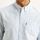 Men's Striped Light Blue Slim Fit Oxford Shirt - Detail View