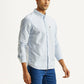 Men's Striped Light Blue Slim Fit Oxford Shirt - Side View
