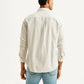 Men's Striped White Slim Fit Oxford Shirt - Back View