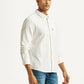 Men's Self Design White Slim Fit Shirt - Side View