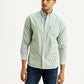 Men's Striped Light Green Slim Fit Oxford Shirt - Styleshot View