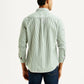 Men's Striped Light Green Slim Fit Oxford Shirt - Back View