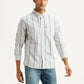 Men's Striped Light Blue Slim Fit Oxford Shirt - Styleshot View