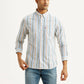 Men's Striped Light Blue Slim Fit Oxford Shirt - Front View