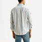 Men's Striped Light Blue Slim Fit Oxford Shirt - Back View