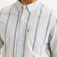 Men's Striped Light Blue Slim Fit Oxford Shirt - Detail View