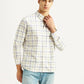 Men's Checkered Off-White Slim Fit Oxford Shirt - Styleshot View