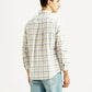 Men's Checkered Off-White Slim Fit Oxford Shirt - Back View