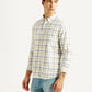 Men's Checkered Off-White Slim Fit Oxford Shirt - Side View