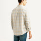 Men's Checkered Beige Slim Fit Oxford Shirt - Back View