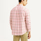 Men's Checkered Pink Slim Fit Oxford Shirt - Back View