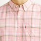 Men's Checkered Pink Slim Fit Oxford Shirt - Detail View