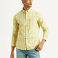Men's Checkered Yellow Slim Fit Oxford Shirt - Styleshot View