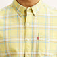 Men's Checkered Yellow Slim Fit Oxford Shirt - Detail View