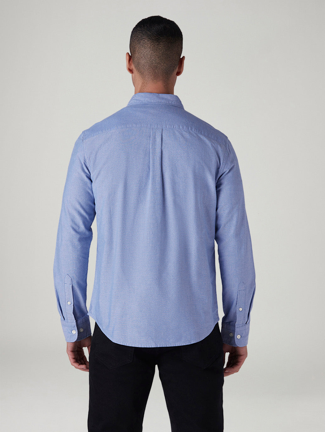 Men's Solid Slim Fit Oxford Shirt - Back View