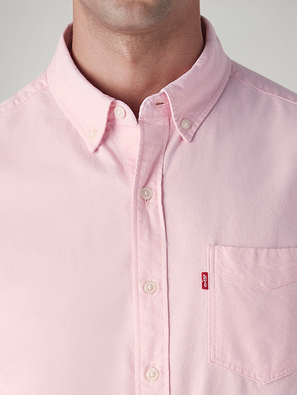 Men's Solid Slim Fit Oxford Shirt - Detail View