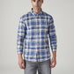 Men's Checkered Slim Fit Oxford Shirt - Front View