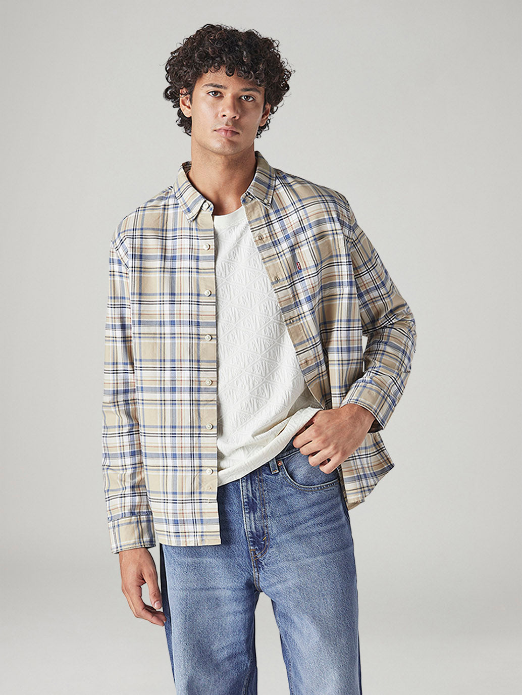 Men's Checkered Slim Fit Oxford Shirt