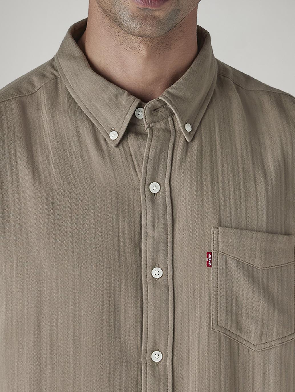 Men's Solid Slim Fit Textured Shirt - Detail View