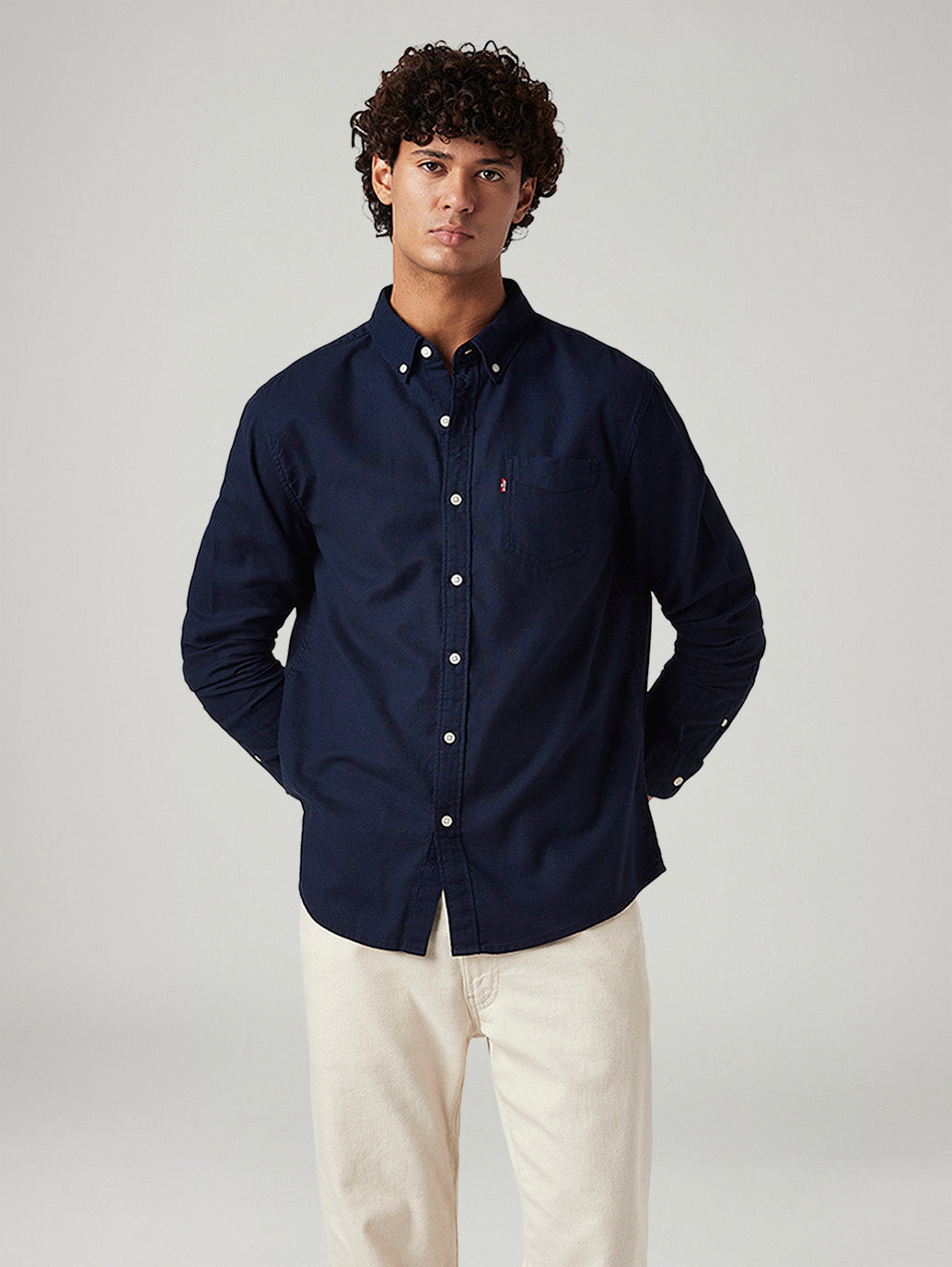 Men's Solid Slim Fit Oxford Shirt - Styleshot View