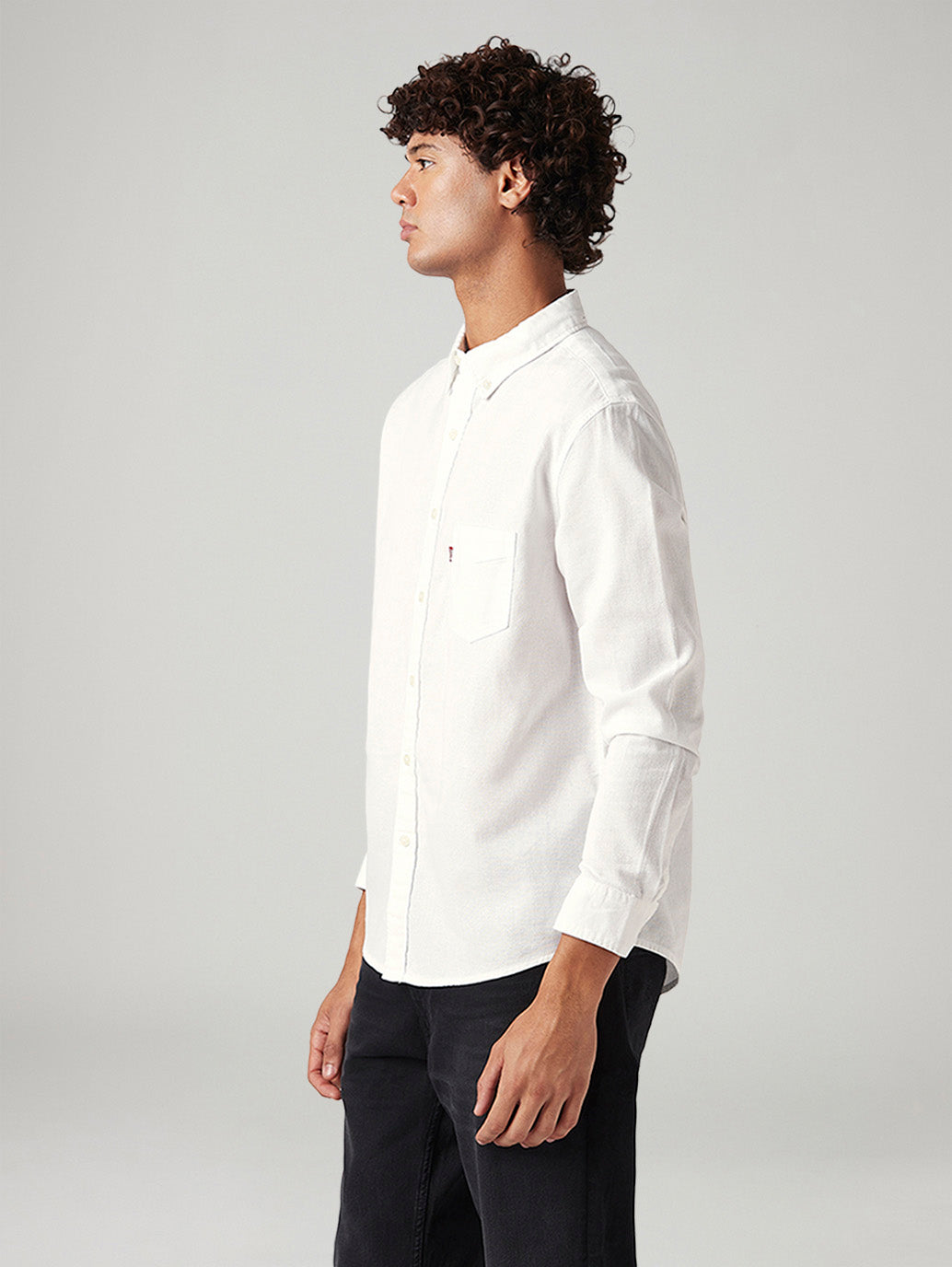 Men's Solid Slim Fit Oxford Shirt - Side View