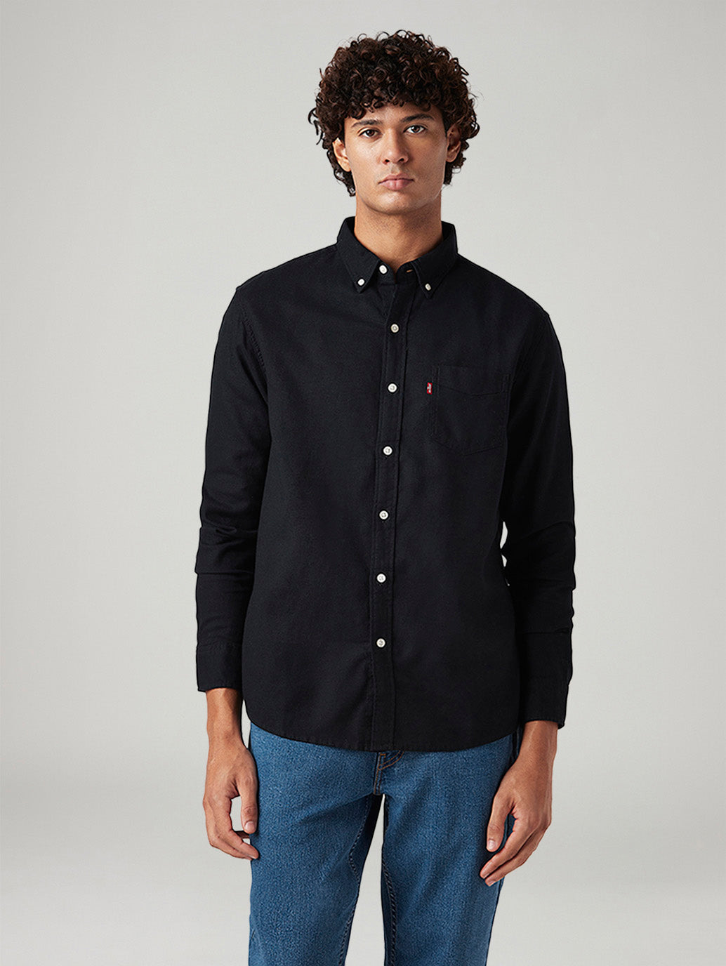 Men's Solid Slim Fit Oxford Shirt - Front View