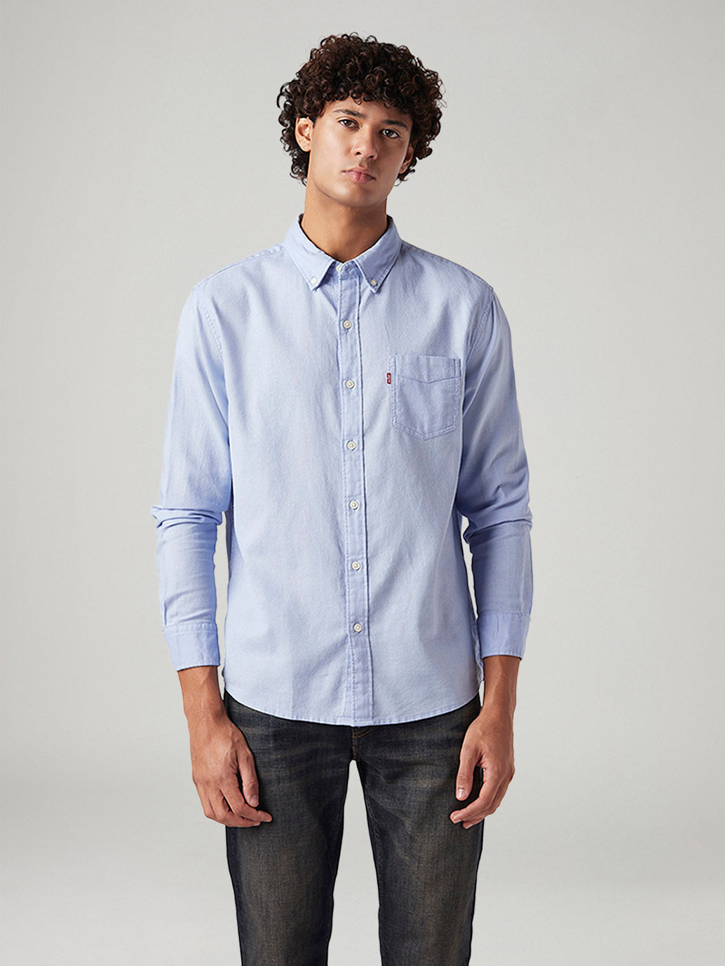 Men's Solid Slim Fit Oxford Shirt - Front View