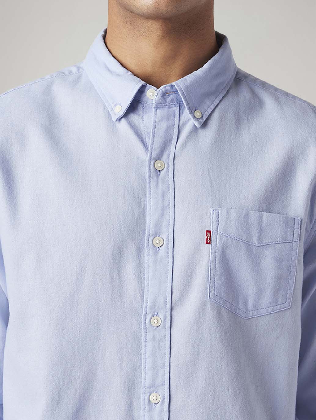 Men's Solid Slim Fit Oxford Shirt - Detail View