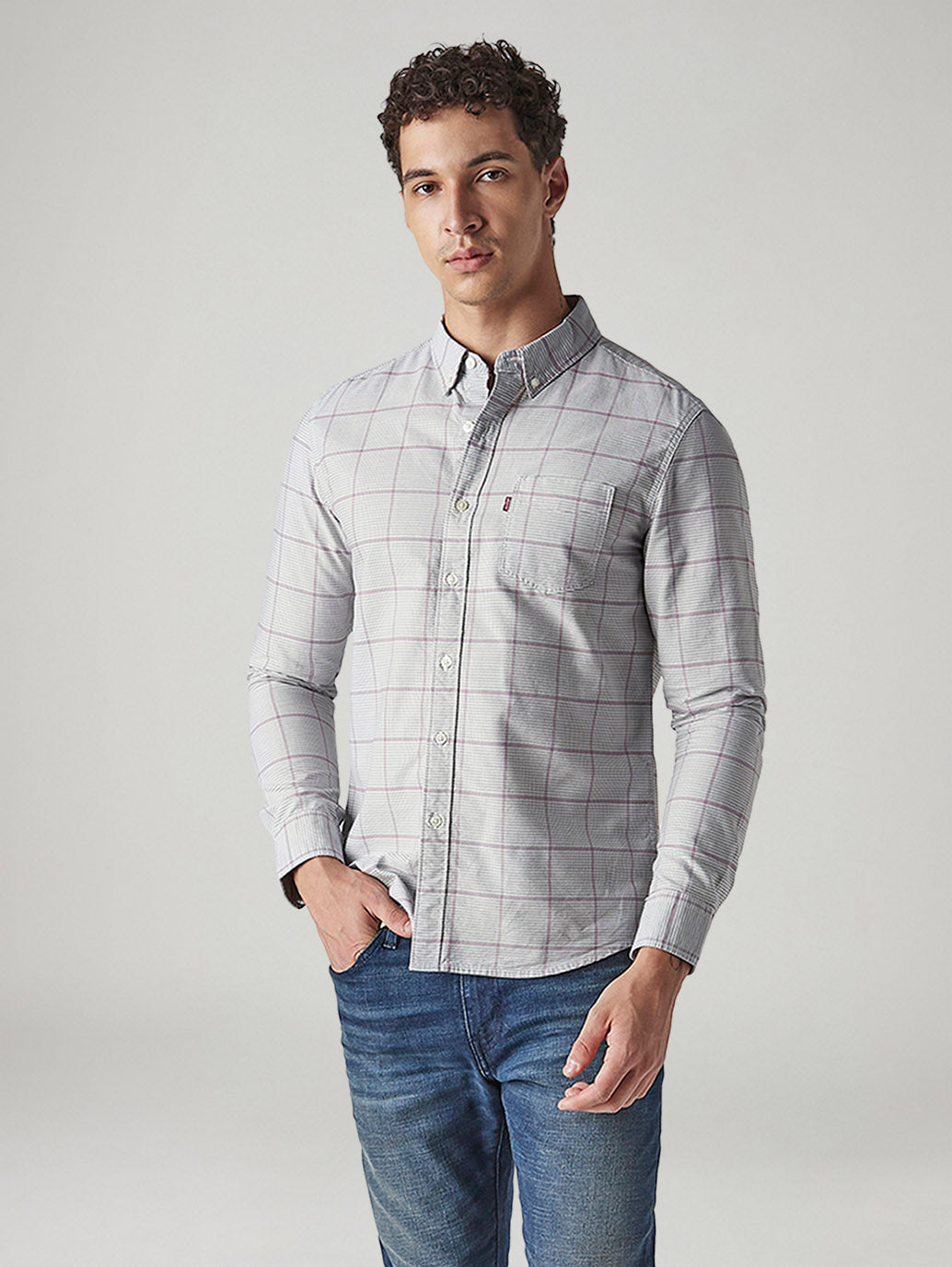Men's Checkered Relaxed Fit Oxford Shirt