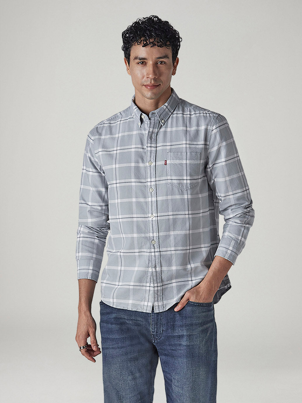Men's Checkered Relaxed Fit Oxford Shirt