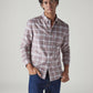 Men's Mauve Checkered Slim Fit Oxford Shirt - 20 View