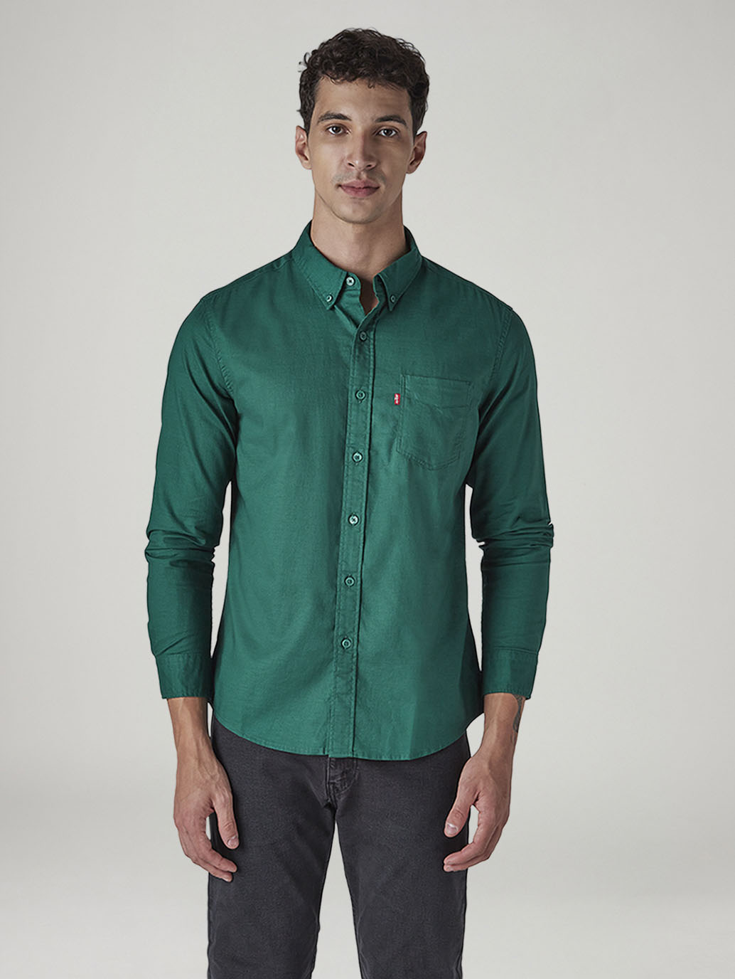 Men's Solid Button Down Collar Slim Fit Oxford Shirt - 20 View