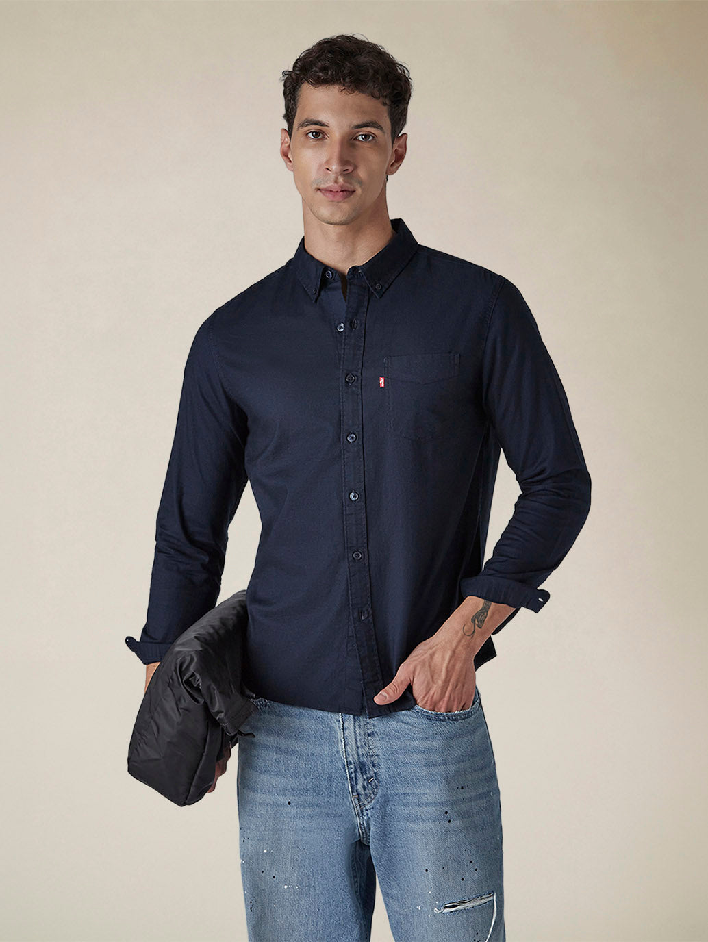 Men's Solid Button Down Collar Slim Fit Oxford Shirt - 3d0a19b4-0a61-44ee-a6d1-0631dbfe4606 View