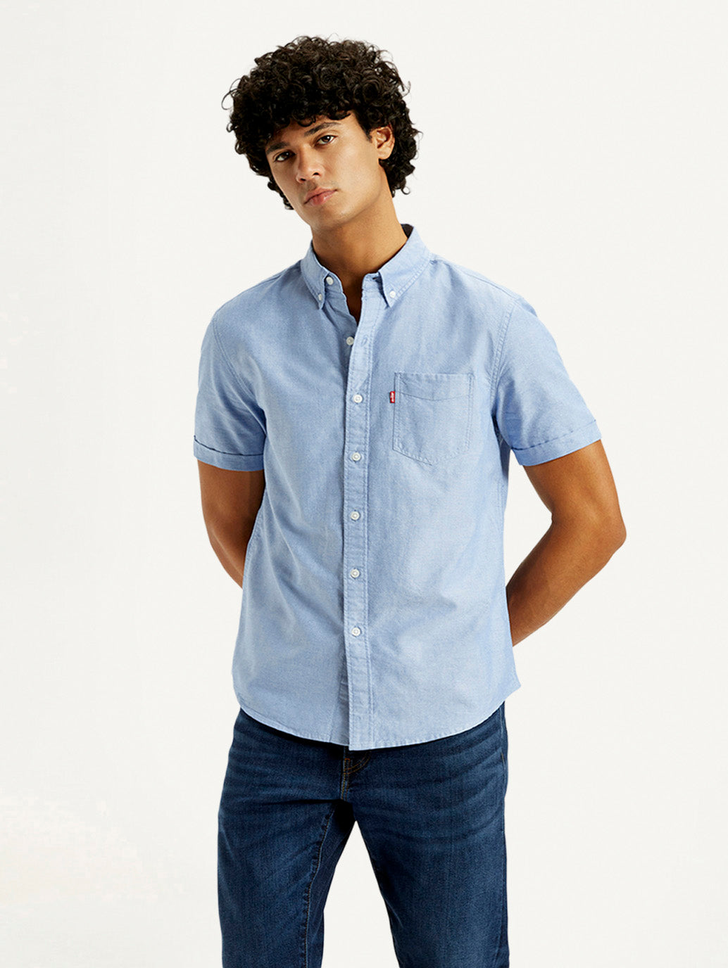 Men's Solid Slim Fit Oxford Shirt - Elevated View