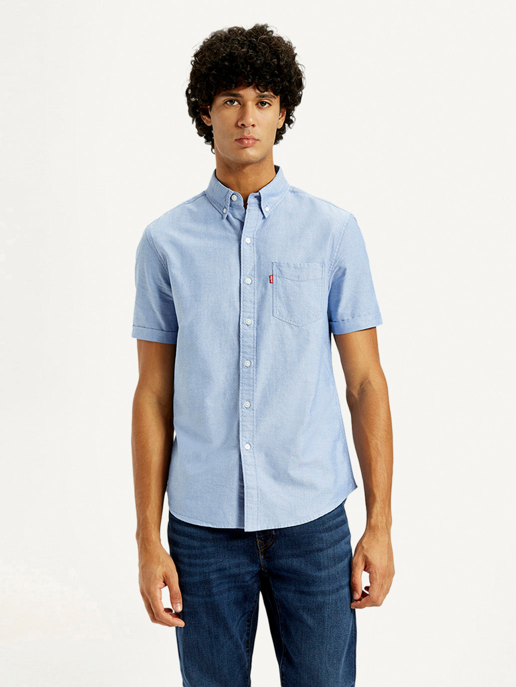 Men's Solid Slim Fit Oxford Shirt - Front View