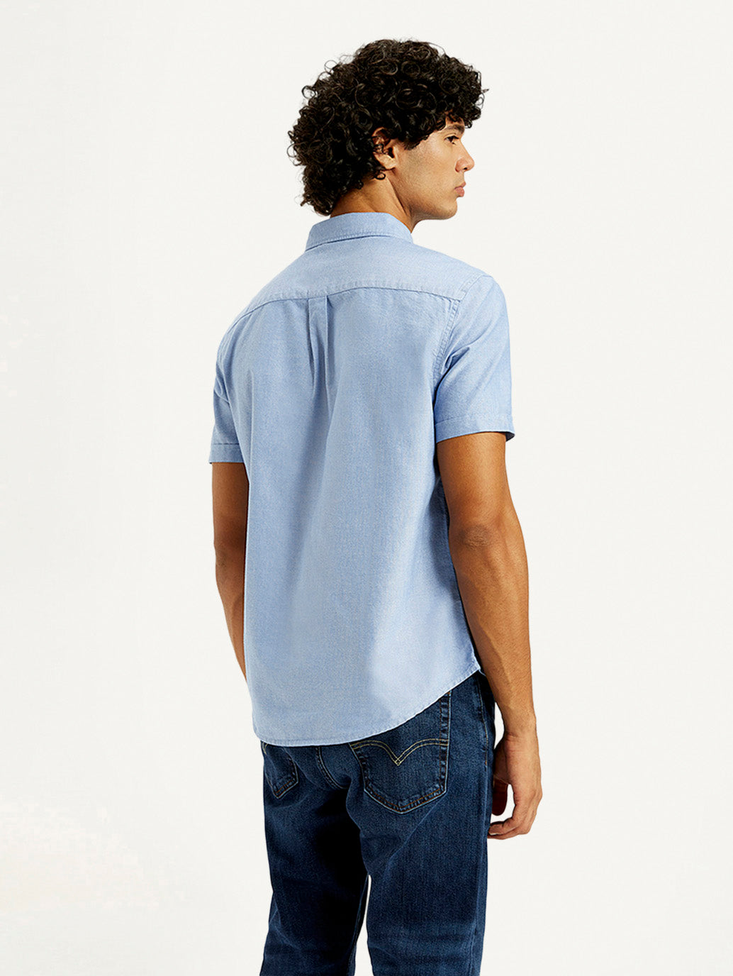 Men's Solid Slim Fit Oxford Shirt - Back View