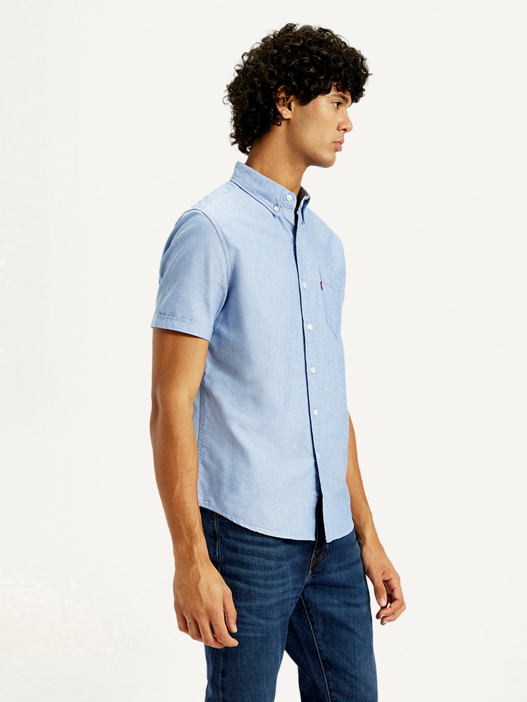Men's Solid Slim Fit Oxford Shirt - Side View
