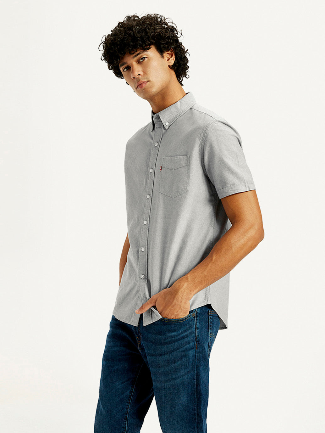 Men's Solid Slim Fit Oxford Shirt - Side View