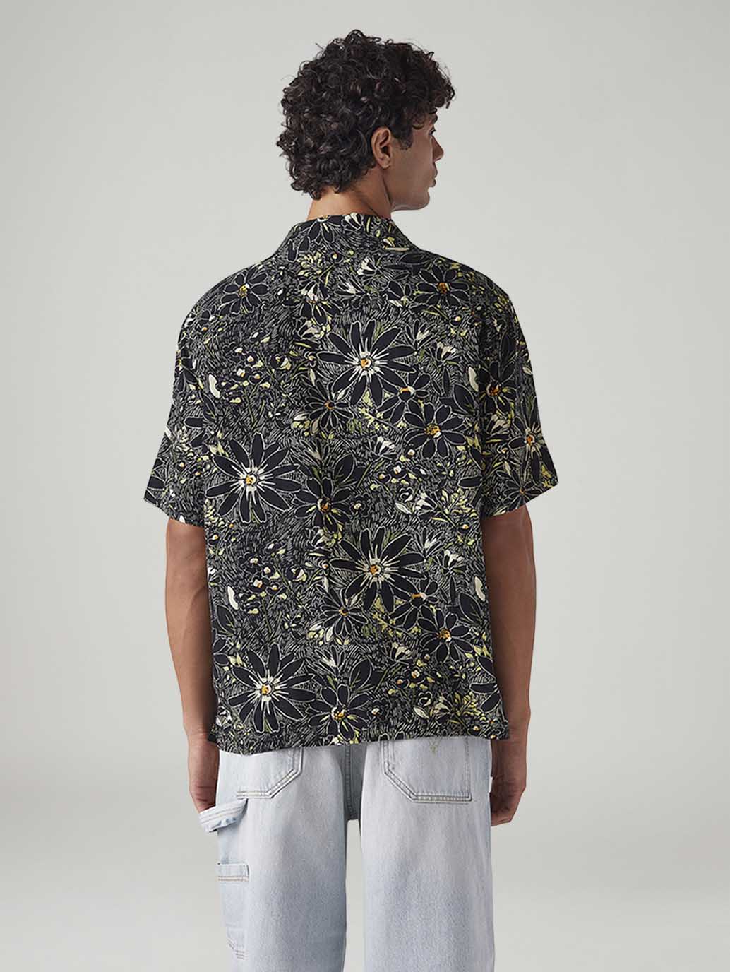 Men's Floral Relaxed Fit Resort Collar Shirt - Back View