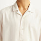 Men's Textured Off-White Relaxed Fit Camp Shirt - Detail View
