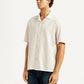 Men's Textured Off-White Relaxed Fit Camp Shirt - Side View